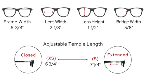 Glasses measurement chart