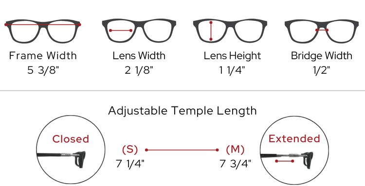 Glasses measurement chart